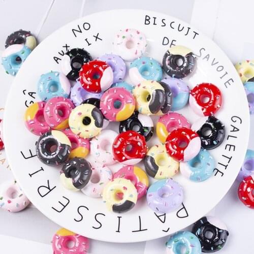 20pcs Simulation Food Playing Resin Donuts Ornaments DIY Craft Supplies Kids Hair Accessories Phone Shell Patch Arts Materials