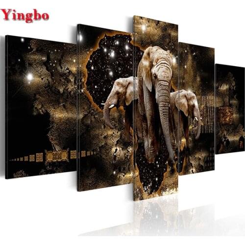 5 pcs diamond painting elephant,3d full square round drill,mosaic diamond cross stitch 5d diamond embroidery kits home art