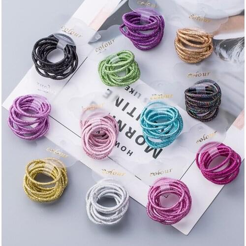 50PCS/Lot Childrens hair colorful small rubber band girl girl baby does not hurt hair mini trumpet hair ring hair accessories