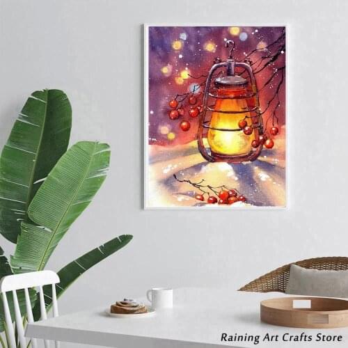 5D Diamond Painting Watercolor Embroidery Winter Night Lights Full Square Round Drill Cross Stitch Kit Mosaic Picture Home Decor