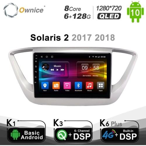 6G+128G Android 10.0 QLED Autoradio 2 Din for Hyundai Solaris 2 2017 2018 Car Radio Auto GPS Multimedia DSP 1280*720 SPDIF