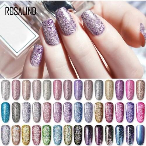 ROSALIND Glitter Enamel Gel Polish Shiny Hybrid Varnishes Strobe For Painting Nails Art Design Diamond Rainbow Base Top 5ml