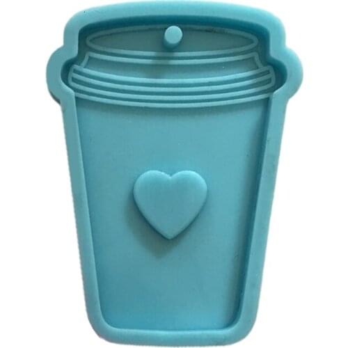 Shiny Glossy Love Coffee Cup Keychain Epoxy Resin Mold Jewellery Silicone Mould AXYD