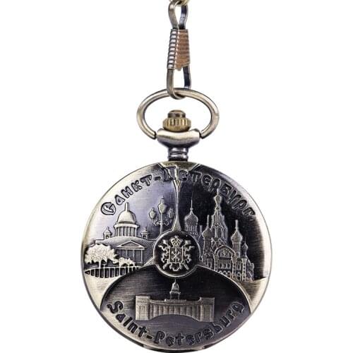 1086 Large Bronze Craved Islam Classical Castle Hot-sale Engraved Exquisite Design Fashion Gift Pocket Watch with Chain