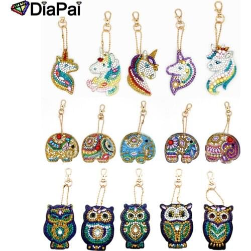 DIAPAI 5D Diamond Painting Keychain Special Rhinestone Embroidery Pendant DIY Craft Kits Cross Stitch Key Chain Accessories