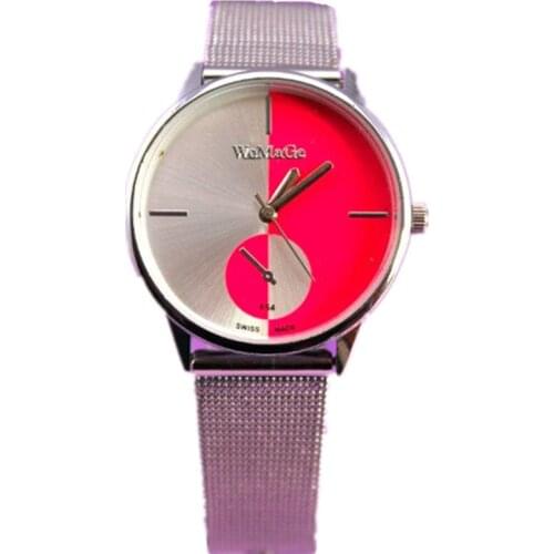 New lady luxury silver grid steel band fashion 11 colors dial precise quartz movement watch womage brand women wrist watch dress