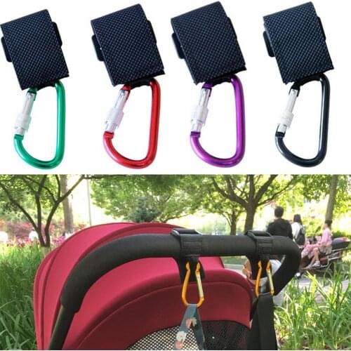 Baby Stroller Hooks Kids Pushchair Pram Hanger Carabiner Shopping Bag Clip Rotatable Hook With Strap And Hook