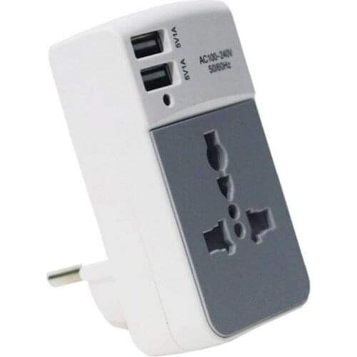 Dual USB Input Travel Type Universal Multi Plug Adapter