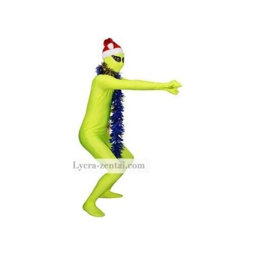 Fluorescence Yellow Fullbody Spandex Mesh Eyes Zentai Suit For Cosplay Halloween