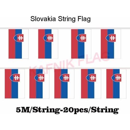 KAFNIK,5 meters 20 faces 14*21CM Slovakia String Flag Banner Bar For Party Decoration/World Event Carnival Decor