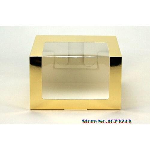 100pcs golden Paper Cap Box With PVC Window Birthday Party Gift Box Folding Clothing Hats Cap Packing Boxes Colorful