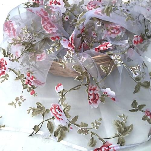 New Organza printing lace fabric background apparel lace fabrics curtain 140cm DIY dress clothes accessories