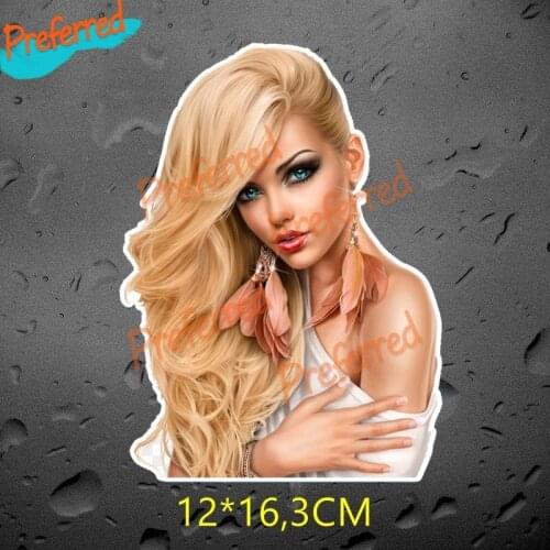 Curls Blond Hair Girl Decal Motocross Racing Laptop Helmet Trunk Wall Vinyl Car Sticker Die Cutting