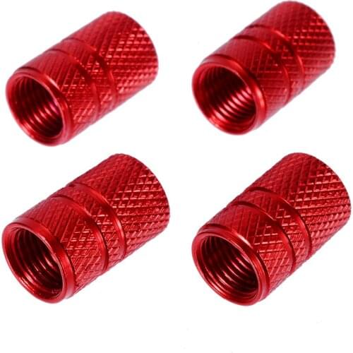 Mayitr 4pcs Red Universal Car Wheel Tire Valve Air Stem Cap Cover High Quality Aluminum Alloy Auto Tire Accessories