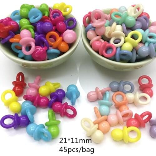 Meideheng spring color lightens baby feeding pacifier shaped DIY Necklace Pendant children popular fare well 21*11mm 45pcs/ bag