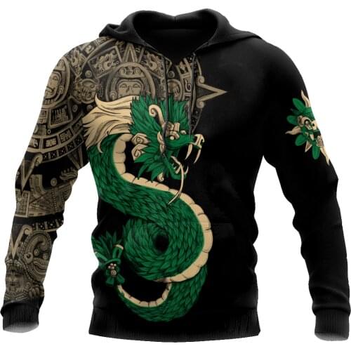 Mexico Aztec Quetzalcoatl Skull Tattoo 3D Printed Unisex Hoodie Men Sweatshirt Streetwear Pullover Casual Jacket Tracksuit
