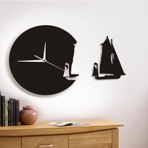 Yacht Leaving Wall Clock Modern Design Home Decor Sea Style Wall Watch The Sailing Boat Ship Clock Sailors Marines Gift