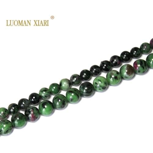 Natural 100% Epidote Zoisite with Ruby Stone Beads Round Stone Beads For Jewelry Making DIY Bracelet Necklace 6/8 mm Strand 15