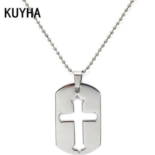Necklace Engravable Custom Logo/Name Pendant & Chain Cross Shape Hollow Pendant Gift for Men/Women Choker Chain Jewelry Trendy