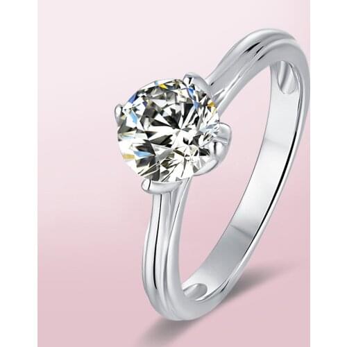 Romantic 925 Silver Moissanite Ring special design setting round excellent cut 4 claws Engagement Anniversary Gift
