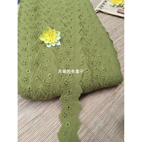 DIY handmade quilts restoring ancient ways is pure cotton cloth art 3 cm lace mustard green cotton embroidery lace