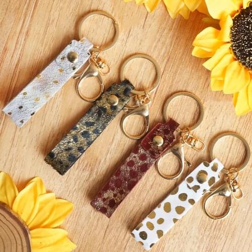 Gold Dot Printing Leather Key Chain Unisex Leopard Diy Trendy Bohemia Casual Fashion Originality Car Handbag Key Chain Key Ring