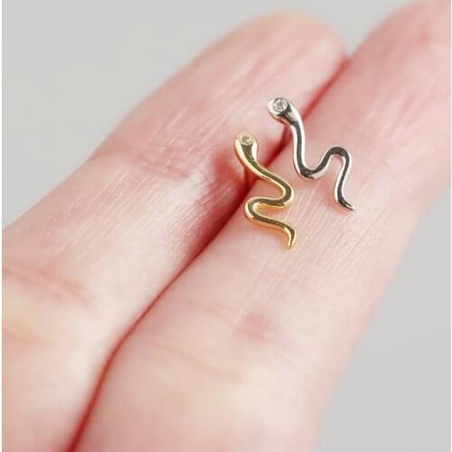Tinny 5.1mm*12.8mm 1pair 100% Authentic 925 Sterling silver Snake Earrings Stud Fine jEWELRY Womens TLE942