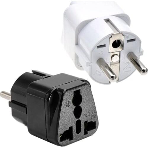Universal to Schuko German French Korea Russia EU Electrical Plug Adapter AC100~250V 10A Black Color