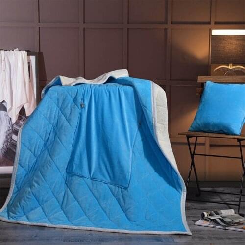 Thickened Flannel Travel Blanket Foldable Pillow Square Sofa Bedding Rugs Office Car Home Decor