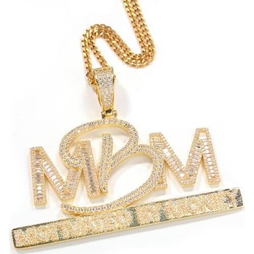 Hip Hop Prong Setting AAA CZ Stone Bling Iced Out Motivated By Money MBM Letters Pendants Necklaces for Men Rapper Jewelry