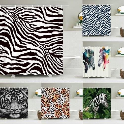 Zebra Animal Shower Curtains With Hooks Waterproof 3d Bathroom Curtains Decoration 180*240cm Printing Washable Bath Screen