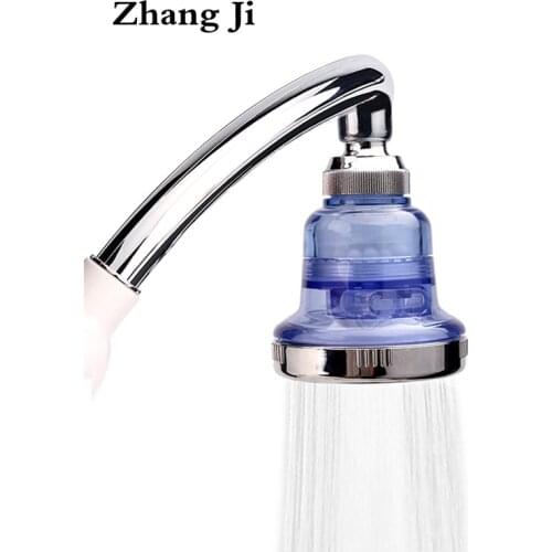 ZhangJi 3-Mode Blue Detachable High Pressure Small Hanging Top Spray Shower head Portable Ceiling Mounted Filter Shower Head