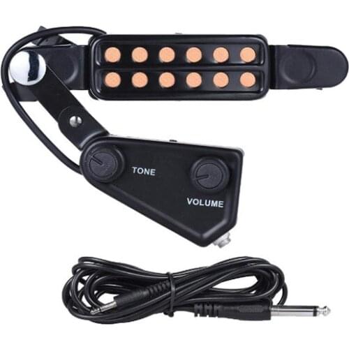 12-hole Acoustic Guitar Pickup Magnetic Transducer with Tone Volume Controller Audio Cable Pickups Guitar Parts & Accessories