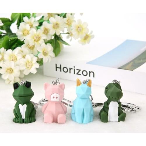 1PC Women Children Keychains Fashion 3D Animal Frog Dinosaur Shape Keyring Charms Fake Food Pendants Handbag Car Pendants
