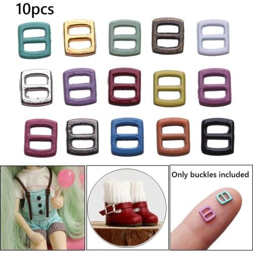 10Pcs Mini Doll Buckle 5*6mm Ultra-small Tri-glide Belt Buckles Buttons for DIY Doll Bags Shoes Doll Clothing Sewing Accessories