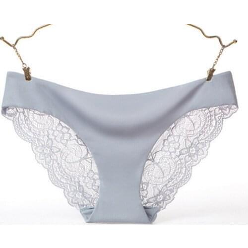 DHL or fedex 100pcs/lot Sexy Women Panties Lace Briefs Seamless Underwear Transparent Underpants Ice Silk Pants