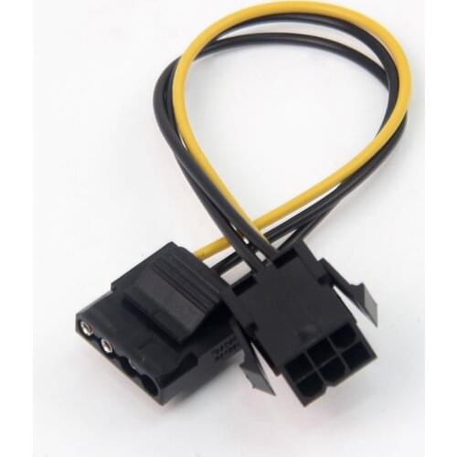 2pcs Molex To PCI-E Power Adapter IDE 4Pin 4 Pin Female to 6 Pin Female 6Pin Graphics Video Card Converter Cable