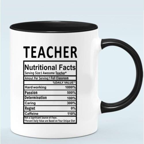2021 Teacher Coffee Mug 11oz Black White Ceramic Milk Cup The School Worker Birthday Gift Tea Mugs
