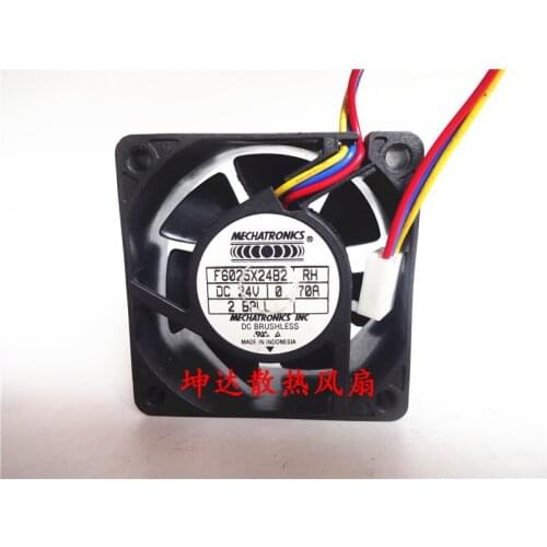 NONOISE F6025X24B2 DC 24V 0.170A 60x60x25mm 3-wire 3-pin Server Cooling Fan