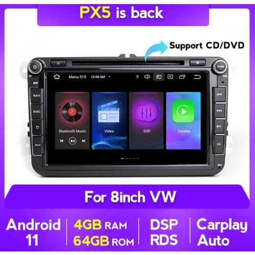 4+64 DSP 2 Din Android11 Car DVD GPS Radio For VW Volkswagen Golf 5 6 Passat B6 B7 CC Polo Touran T5 Skoda Octavia Tiguan Amarok