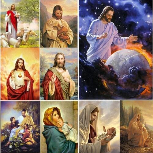 5D DIY Diamond Painting "Portrait of Jesus" Religious Picture Round Diamond Mosaic Embroidery Home Decoration Cross Stitch Gift