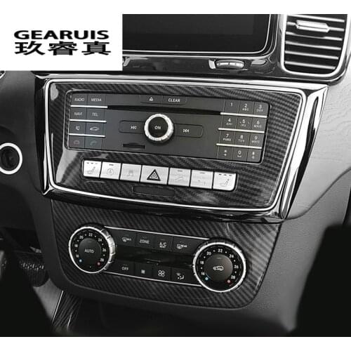 Car Styling Carbon fiber Air Conditioning CD Panel Covers Stickers For Mercedes Benz ML X166 GLE Coupe C292 GLS Auto Accessories
