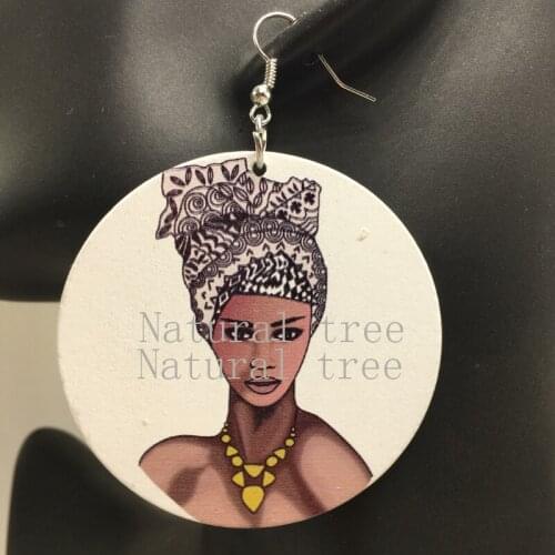 Free Shipping! 5pairs/lot printing African HeadWrap Wooden Earrings