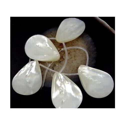 Free shipping >>@ > 15x20mm Natural White Saltwater Mother of Pearl Teardrop Pendant Beads