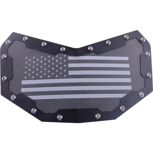 Black Stainless Steel Motorcycle Grille Front Bumper Mesh Kit Fit for Can-Am Maverick X3 2017 2018 2019 2020 2021 American Flag