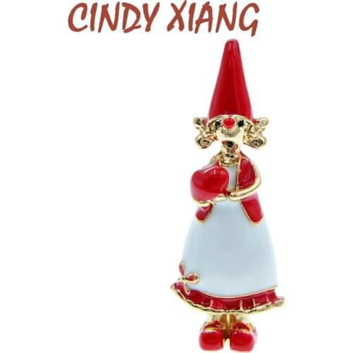 CINDY XIANG Cute Small Girl Brooches For Women Holding Heart Pin Enamel Creative Design Jewelry 2 Colors Available