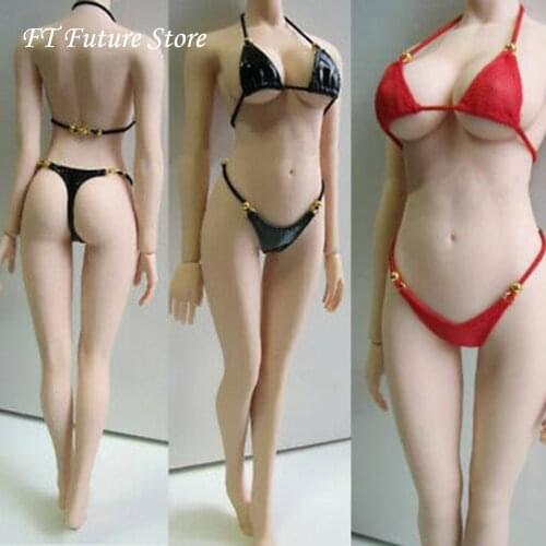 Custom 1/6 Scale Figure Clothes Accessory Sexy Bikini Swimsuit Underpants Bra Clothes Black/Red Color Model for Female Figure