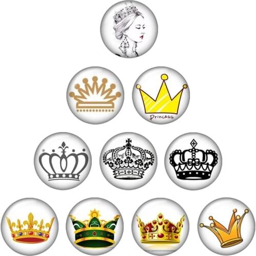 Imperial crown 10pcs mixed 12mm/16mm/18mm/25mm Round photo glass cabochon demo flat back Making findings ZB0300