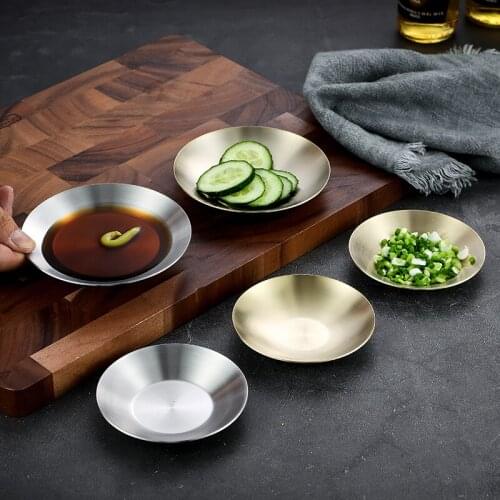 Korean Stainless Steel 304 Seasoning Dish Round Small Plate Kimchi Dish Sauce Vinegar And Oil Dish Seasoning Dish Cold Dish