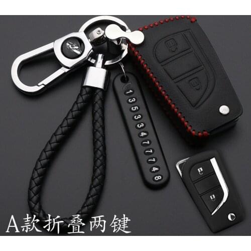 2 Button Leather Car Remote Key Fob Shell Cover Case For Toyota Auris Corolla Avensis Verso Yaris Aygo Scion TC IM 2015 2016